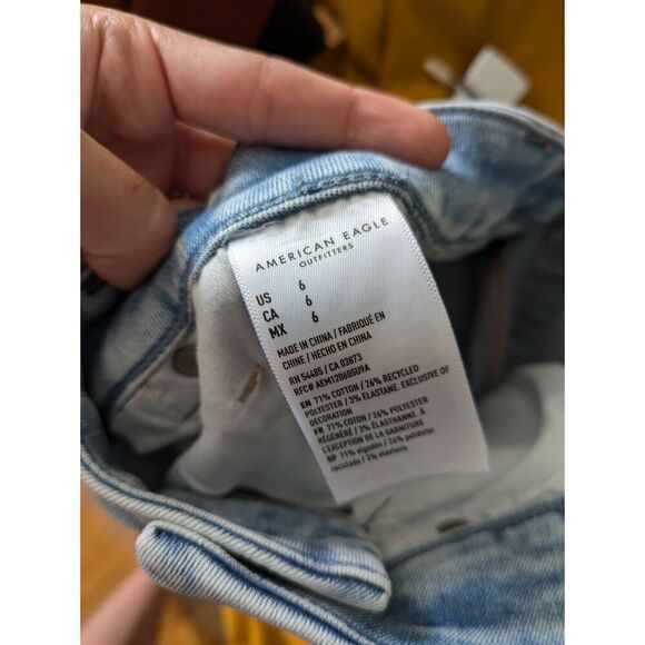 American Eagle Next Level Stretch Curve Hi-Rise Shortie Light Wash Shorts - Picture 6 of 6